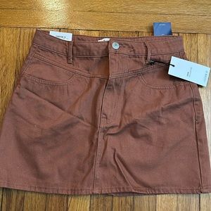 Rust denim mini skirt